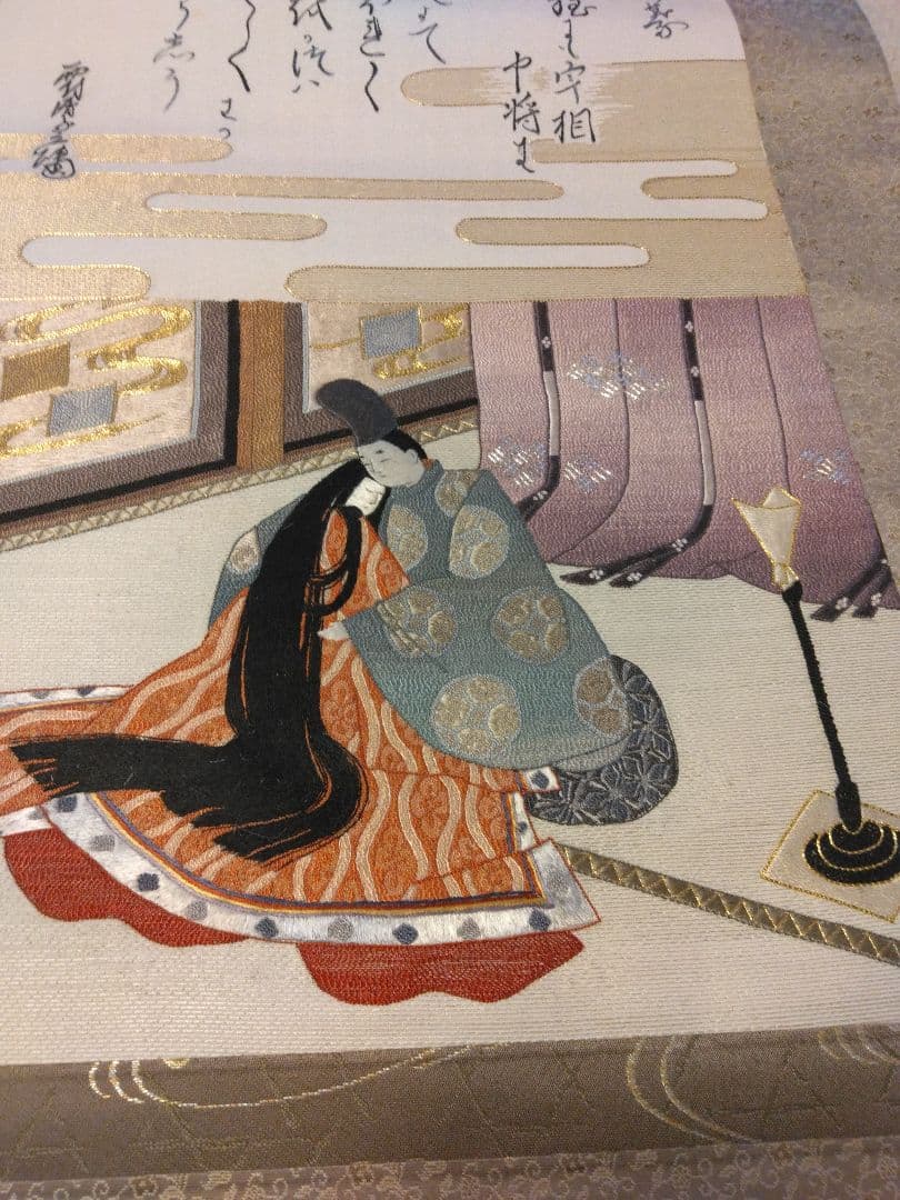 刺繍 源氏絵巻掛け軸