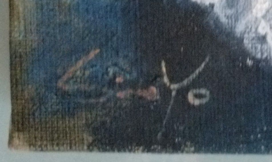 藤岡心象氏の油彩画、F３号「手あみのセーター」