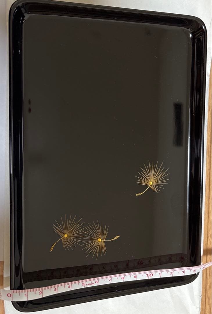 輪島塗 角盆 黒漆 蒔絵 前古孝 作／箱・説明書付き／伝統工芸