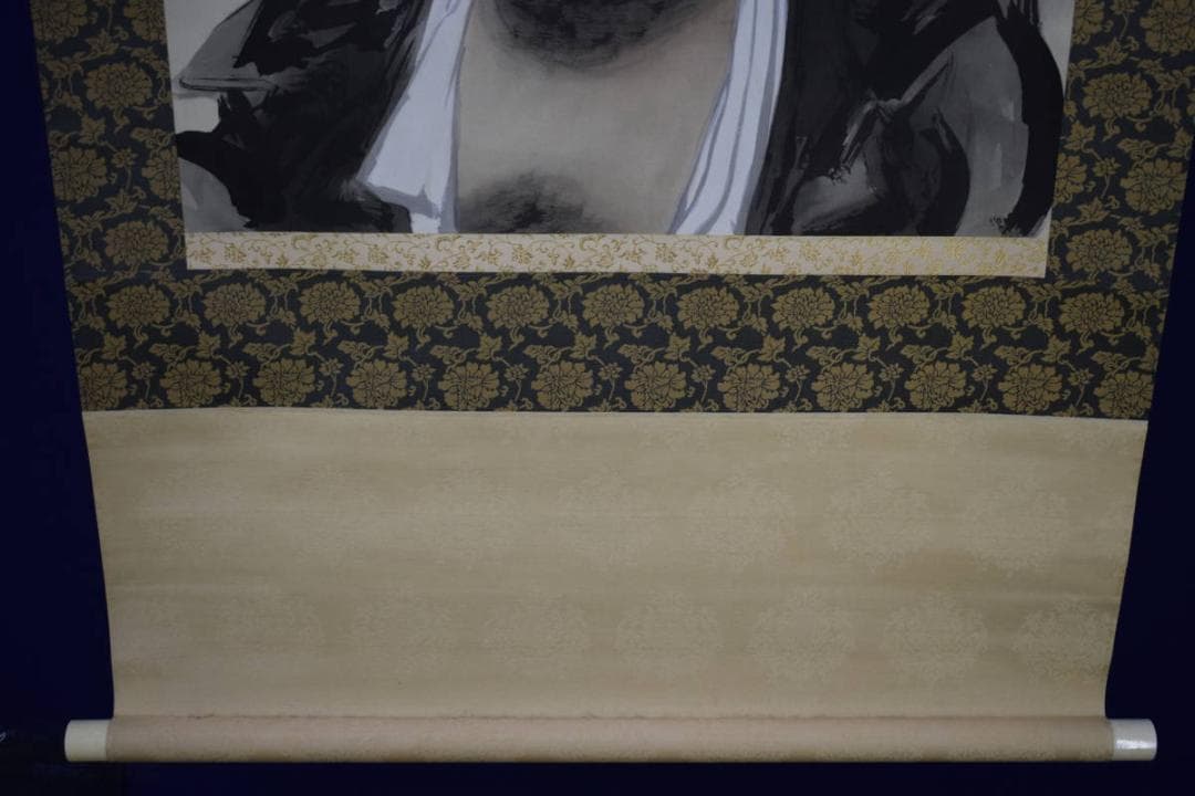 真作/長谷川武岳/達磨画賛/桐共箱付/布袋屋掛軸HH-440