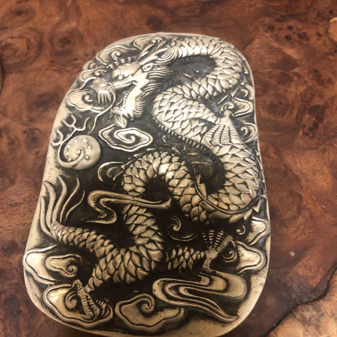 中国　銀製硯　烏銀　古董品？！