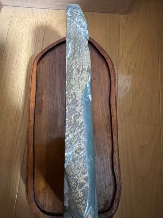 唐硯　古緑端渓硯 すずり 硯石 木台付き