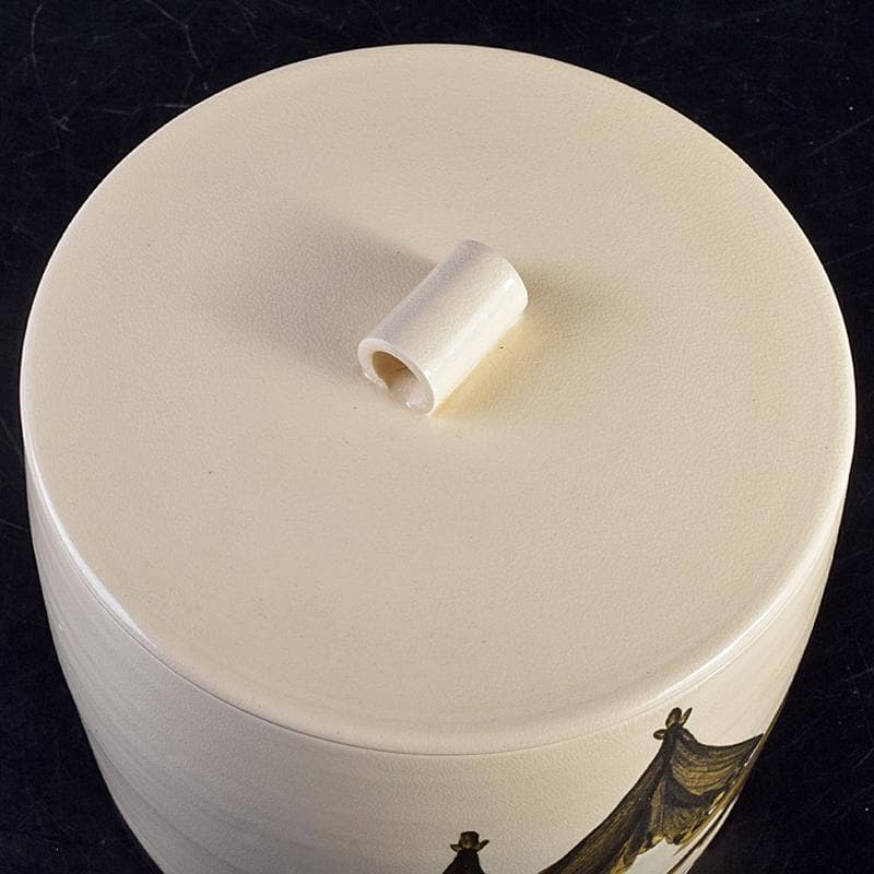 京焼　三浦竹軒造　鉄絵　鳥山水図　水指　共布共箱二重箱　C　R8833B