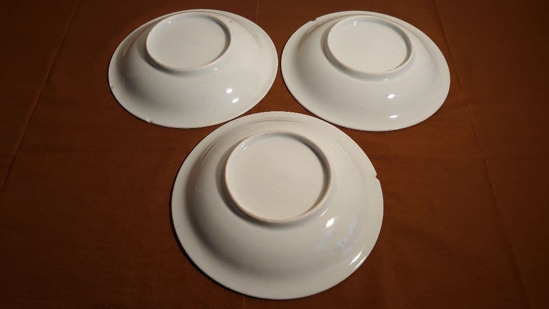 大聖寺伊万里　古伊万里　伊万里　染付　色絵　小紋　唐草文　華唐草　江戸期　３客