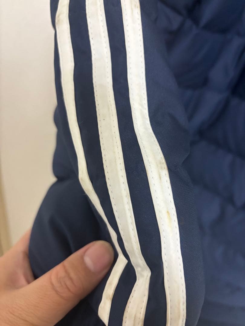 adidas ネイビー ベンチコートフード付き
