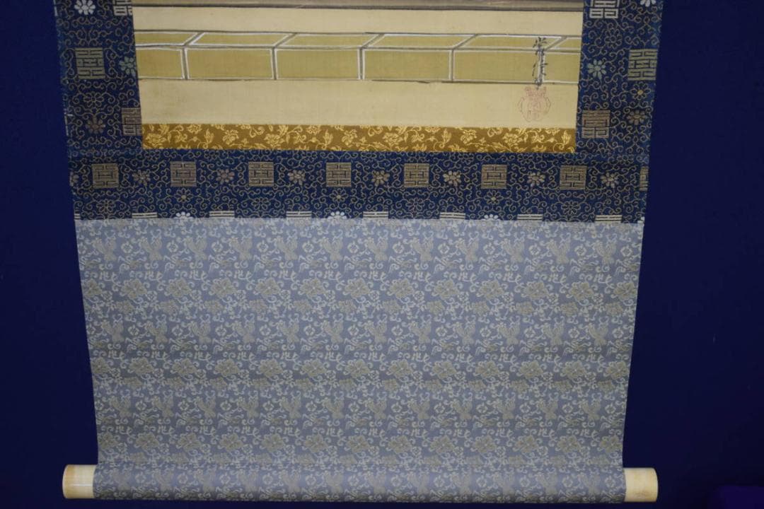 真作/狩野常信/寿聖人図/桐題箱付/布袋屋掛軸HI-288