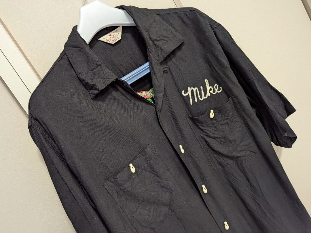 スタイルアイズ　ボウリングシャツ　ビンテージ 黒 L