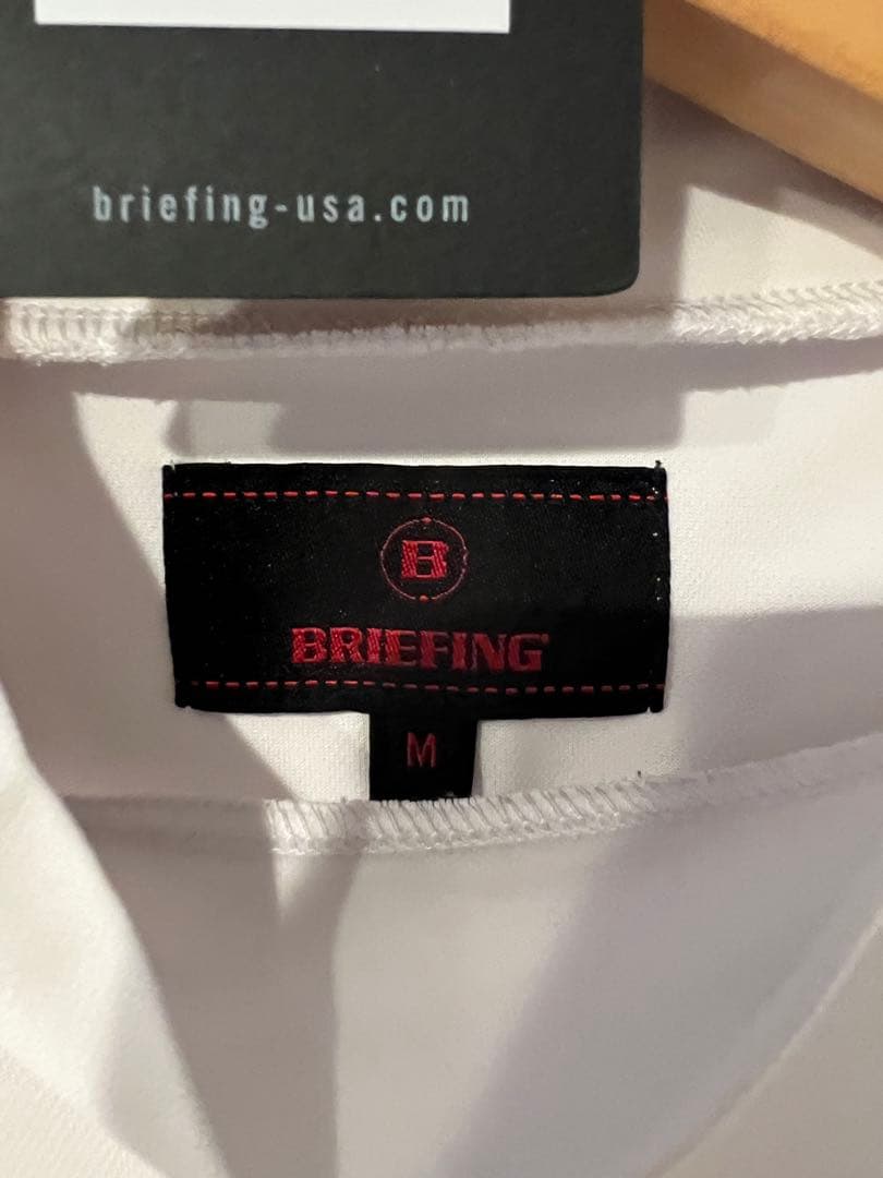 BRIEFING 半袖モックネックシャツ　ホワイト Mサイズ