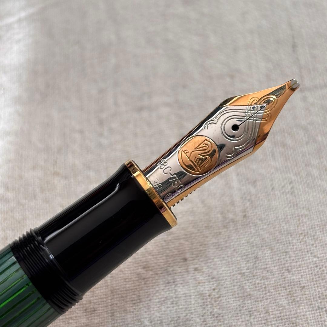 旧型緑縞ペリカンM1000万年筆3Bペン先pf刻印入り pelikan