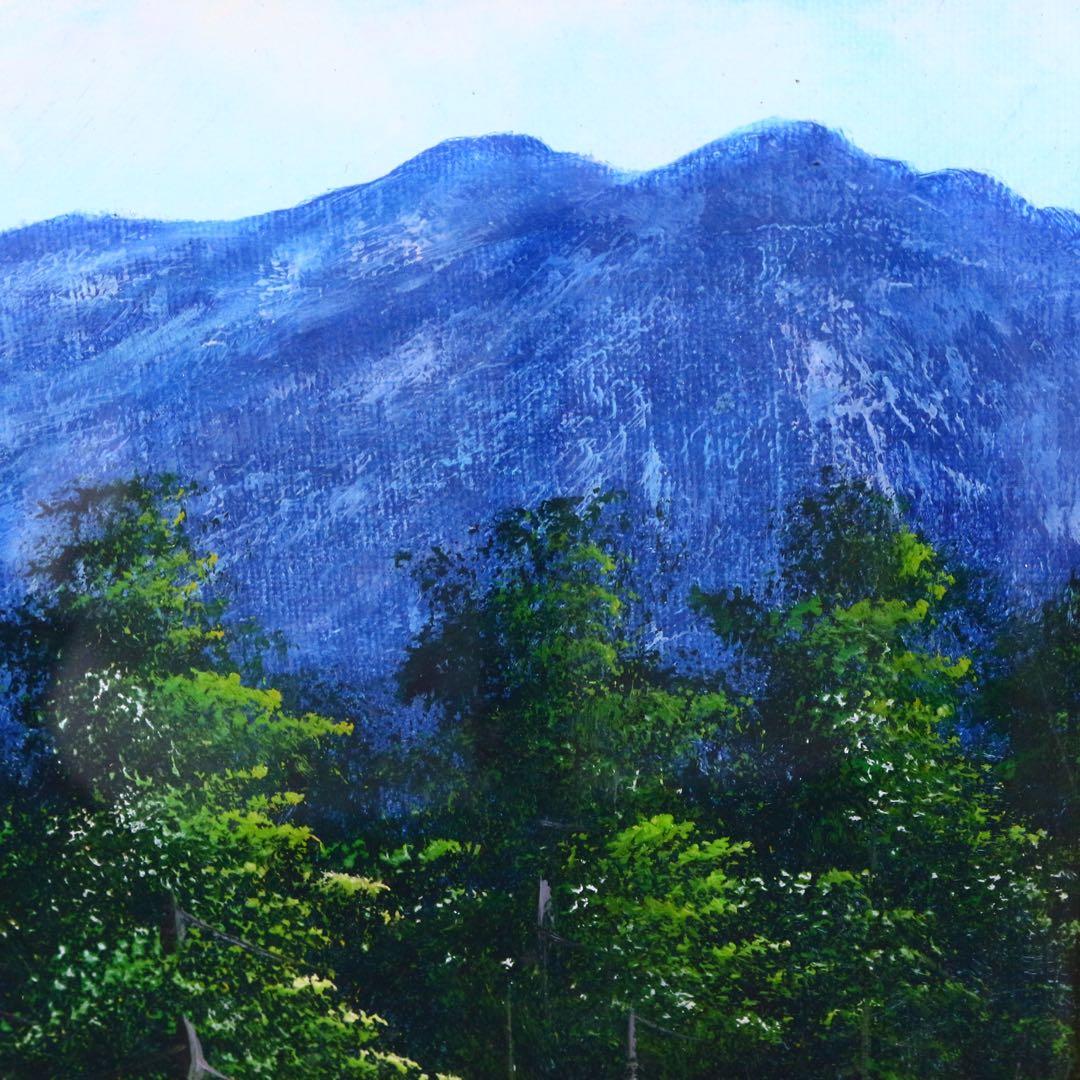 【真作保証】 流月真一 新緑の穂高連峰 油彩 風景画 油絵 絵画 美術品