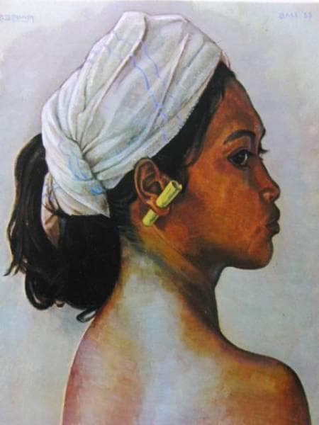 R.BONNET（R.ボンネット）、バリ娘の像、希少な額装用大判画集画