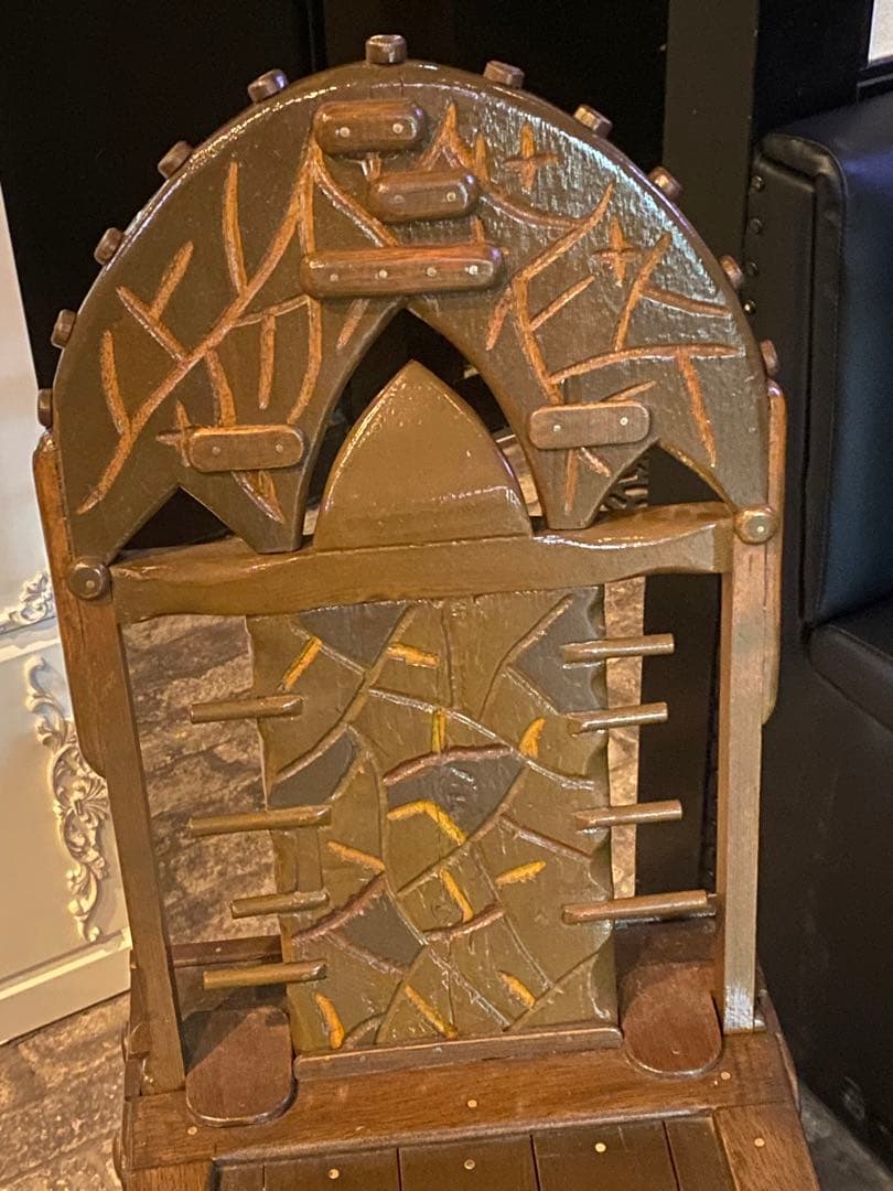 超希少♦️重厚なデザイン♦️アンティーク ウッド チェア 便利な引き出し付♦️送料込