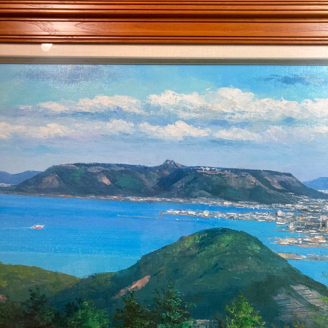 肉筆【美品】西条巧作 『高松五色台より屋島』