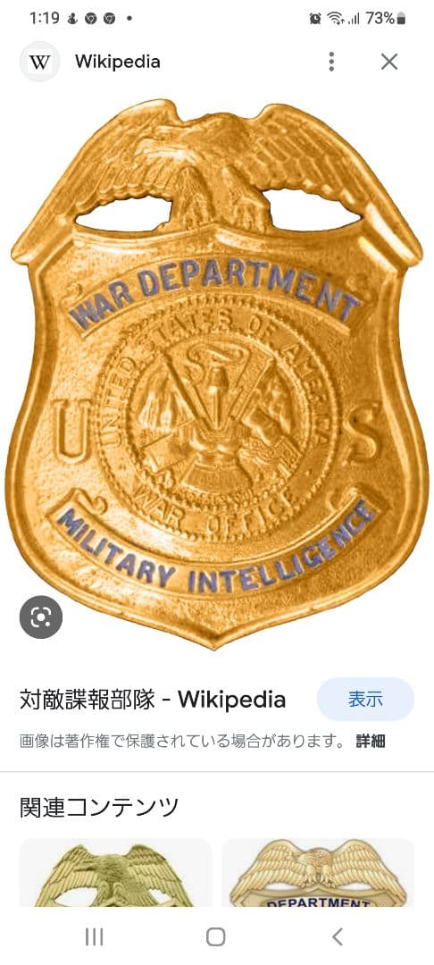 ミリタリー　Military　アメリカ　対敵諜報部隊(CIA,スパイ)バッジ