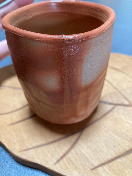 備前焼　有名作家　原田拾六作　緋襷湯呑み他界されましたのでなかなかありません。
