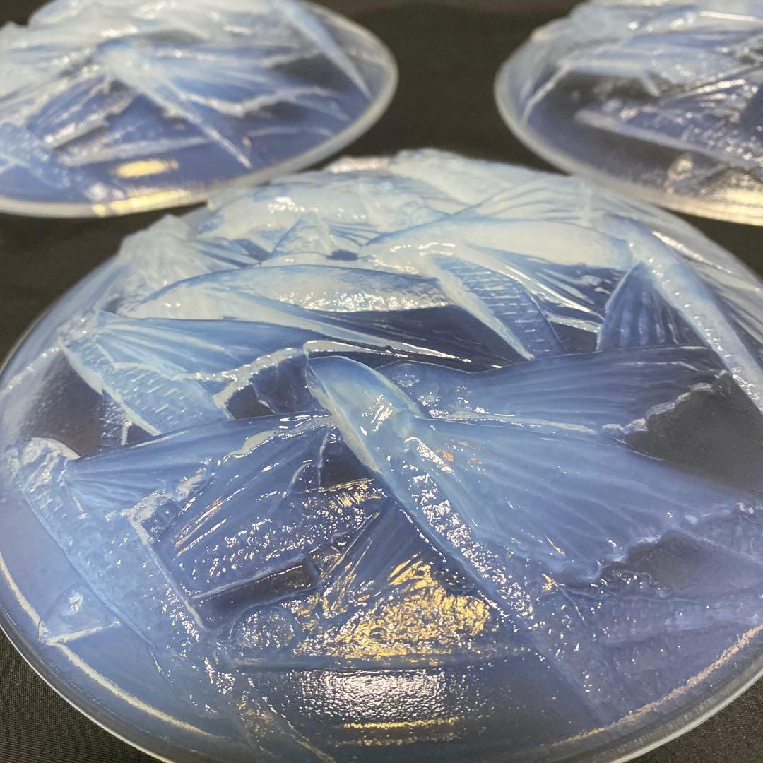 小柴外一　オパールセント　乳白　ガラス　トビウオ　中皿　5枚　セット