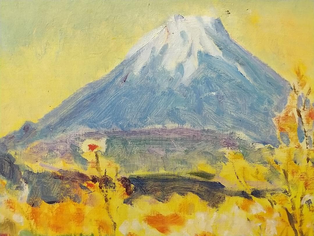 「本栖湖にて」F6 絵画 油絵 油彩画 アート 風景画 富士山