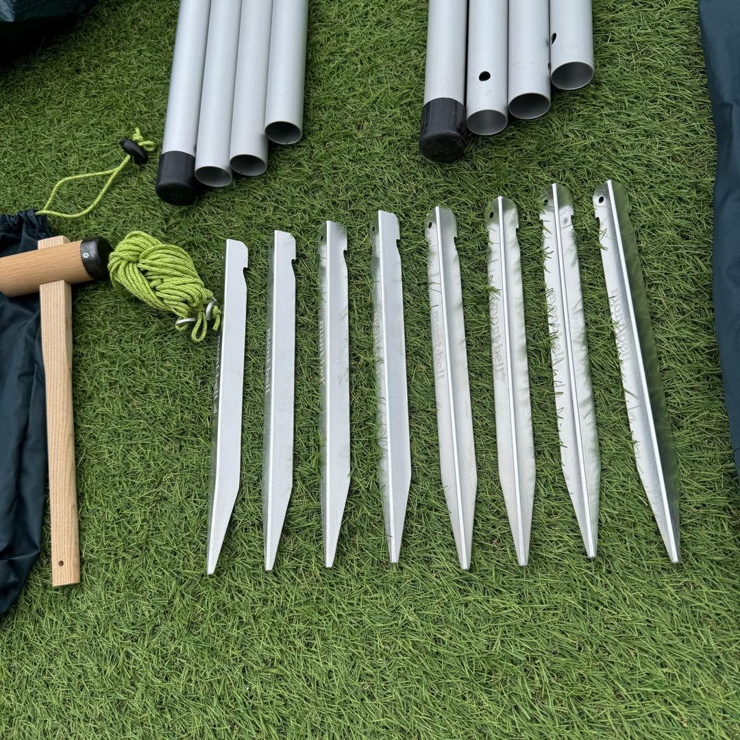 美品 モンベル ビッグタープヘキサ ダークグリーン アルミポール ペグ付
