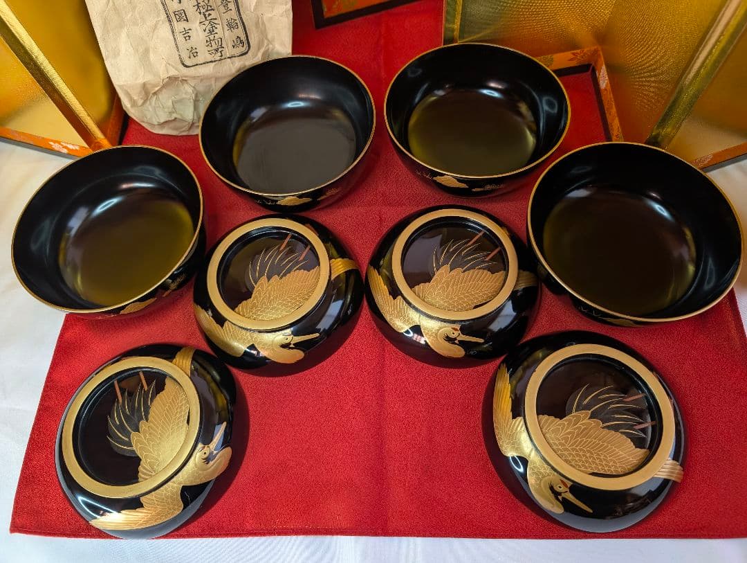 「こちらは専用出品です」明治時代 輪島塗 金蒔絵 椀 4客