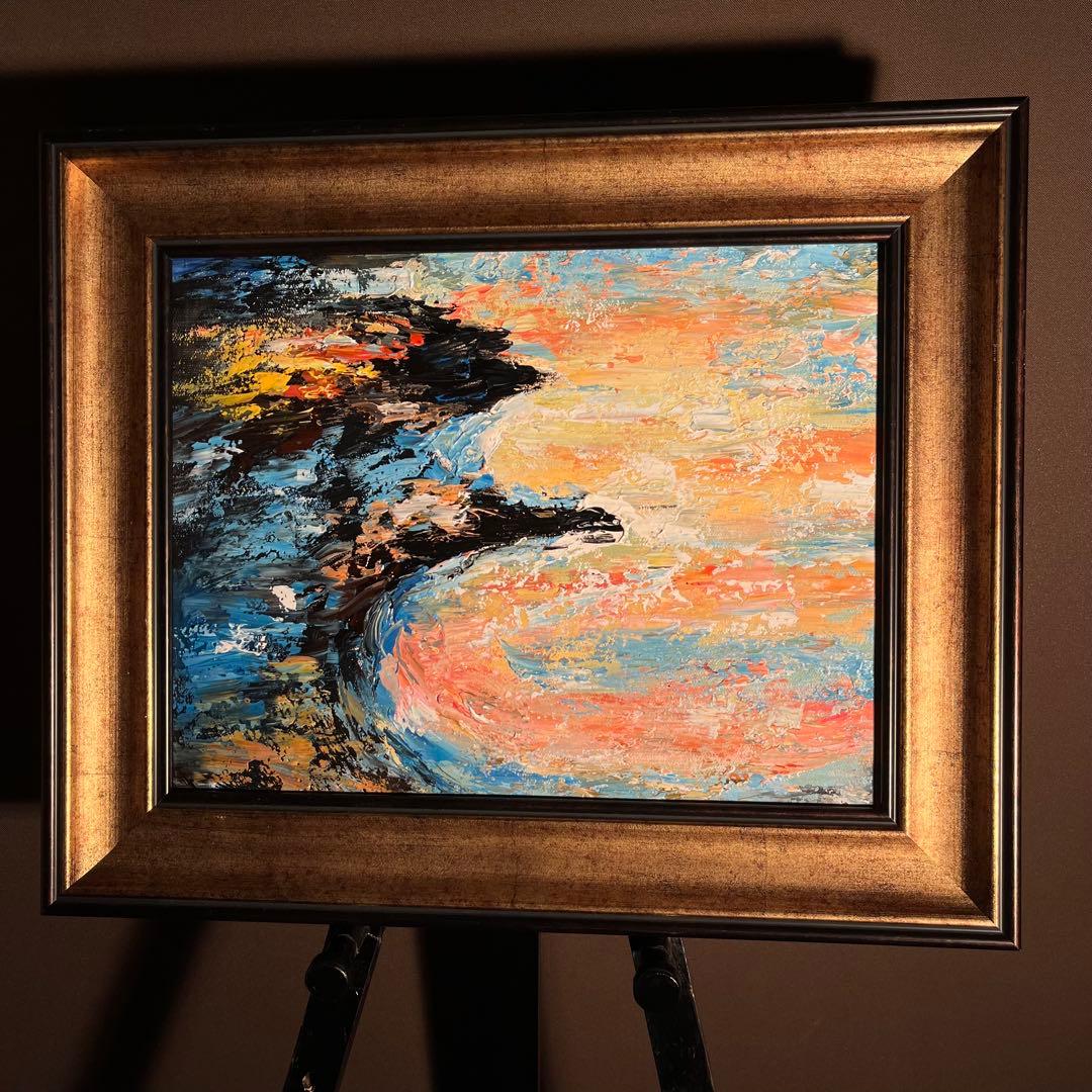 手書き油絵 抽象画 ウォールアート 額付 インテリア 油彩画 肉筆絵画