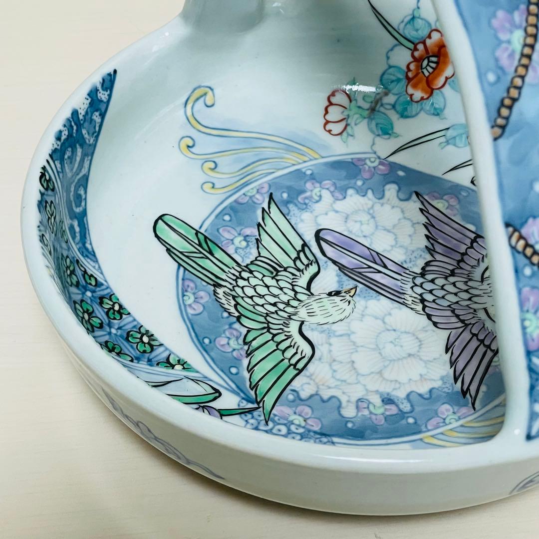 六代 佐藤走波 染錦花鳥文 手鉢 陶器 骨董品 共箱