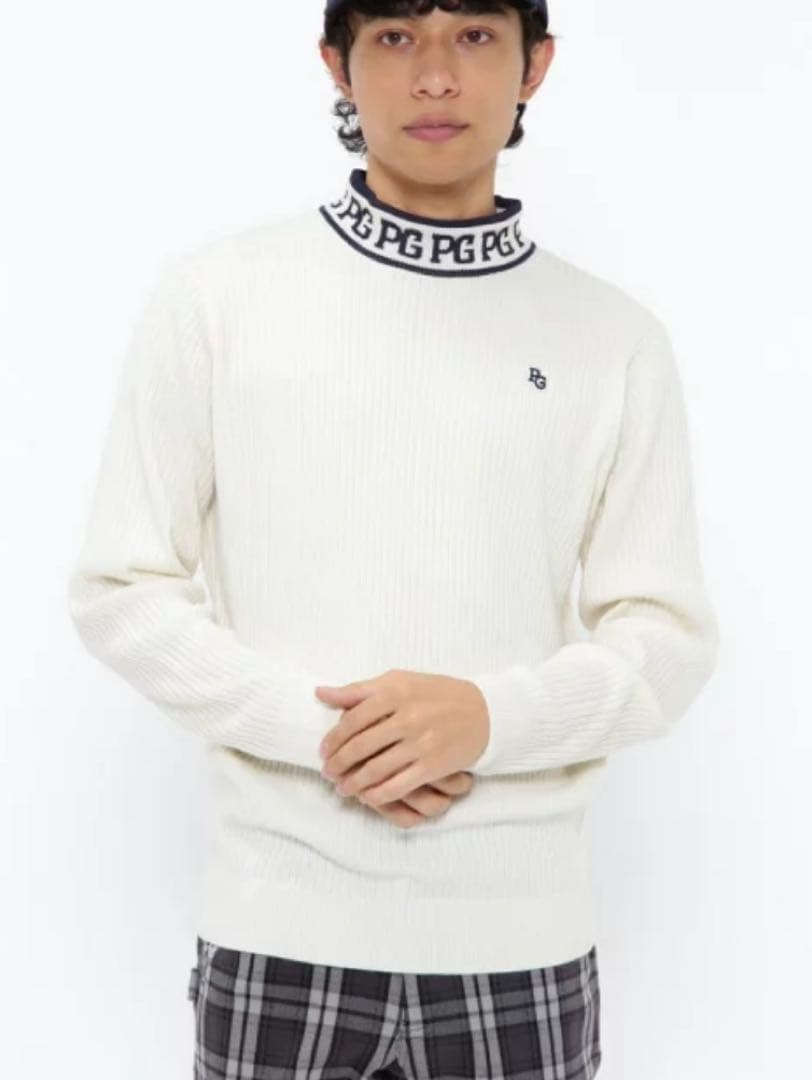 新品　パーリーゲイツ　ニット　セーター　モックネック　カシミヤ　ウール　サイズ5