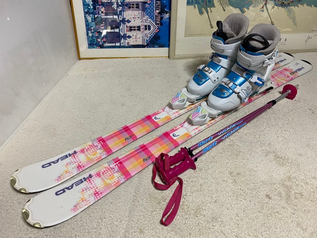 ジュニア　 head JOY スキー板 137cm ブーツ23cmストック伸縮式