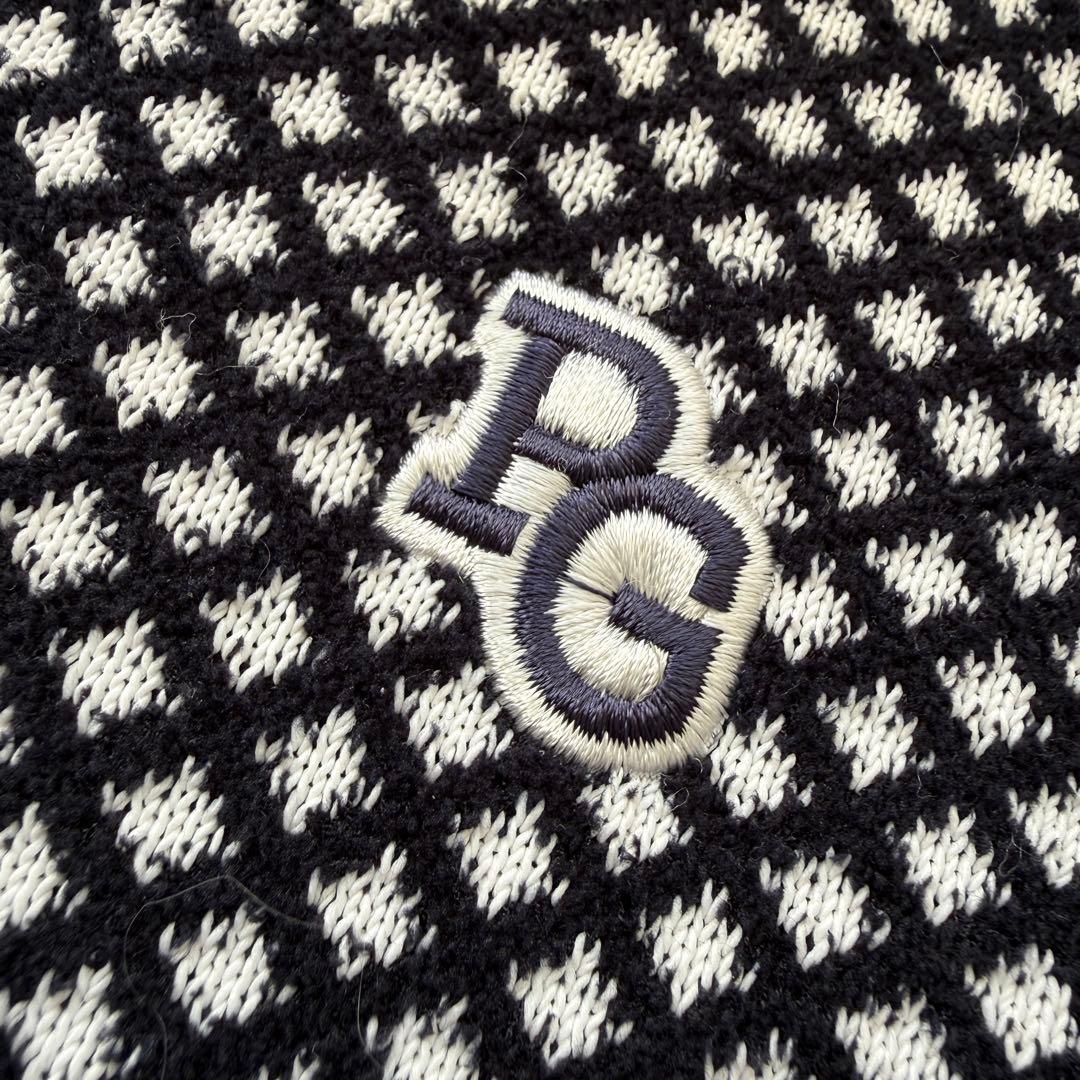 パーリーゲイツ　ニット　パーカー　M〜L相当　白　黒　チェック　総柄　4