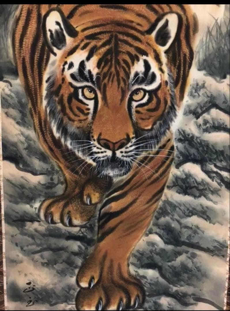 ⑧「猛虎の図」佐藤正玉作　掛軸　虎