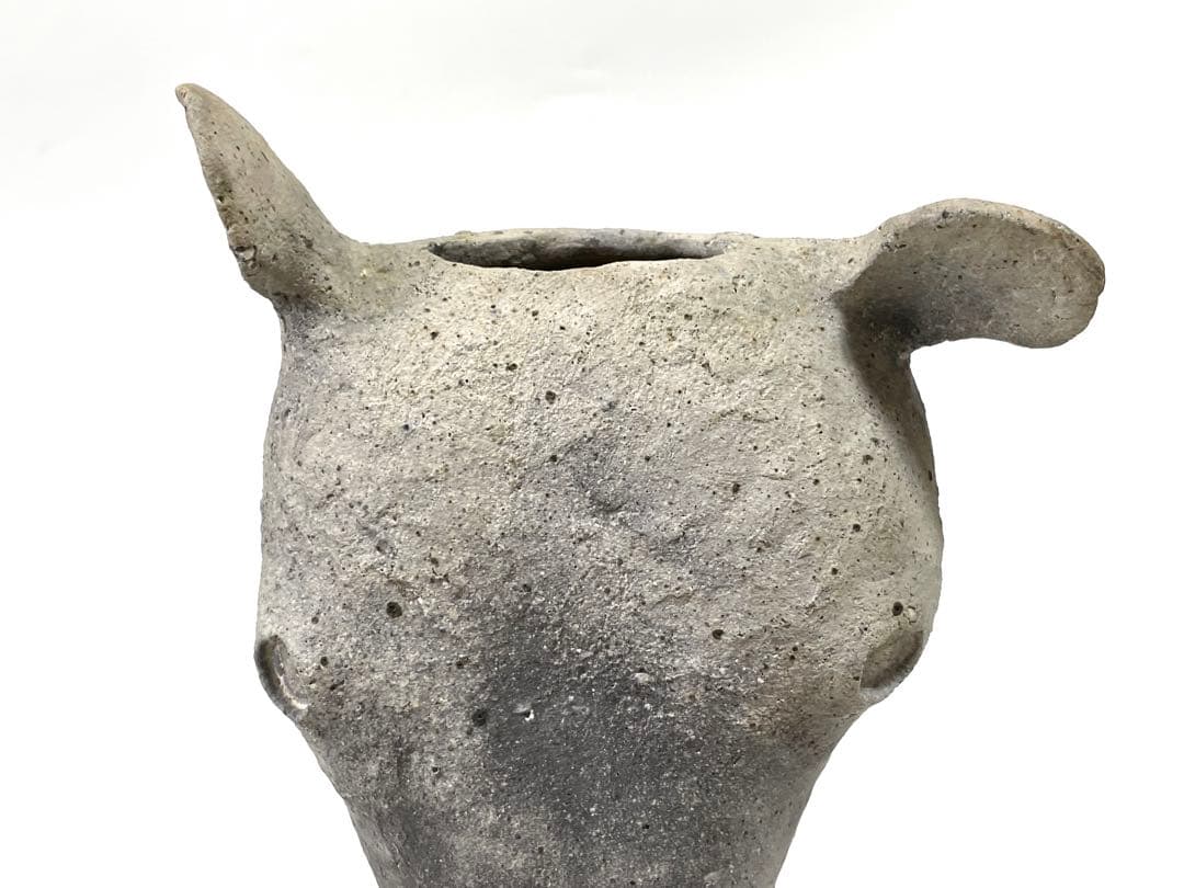 陶芸家　三原研　炻器獣頭掛花入　現代アート　現代陶芸　師　船木研児　個展出品作