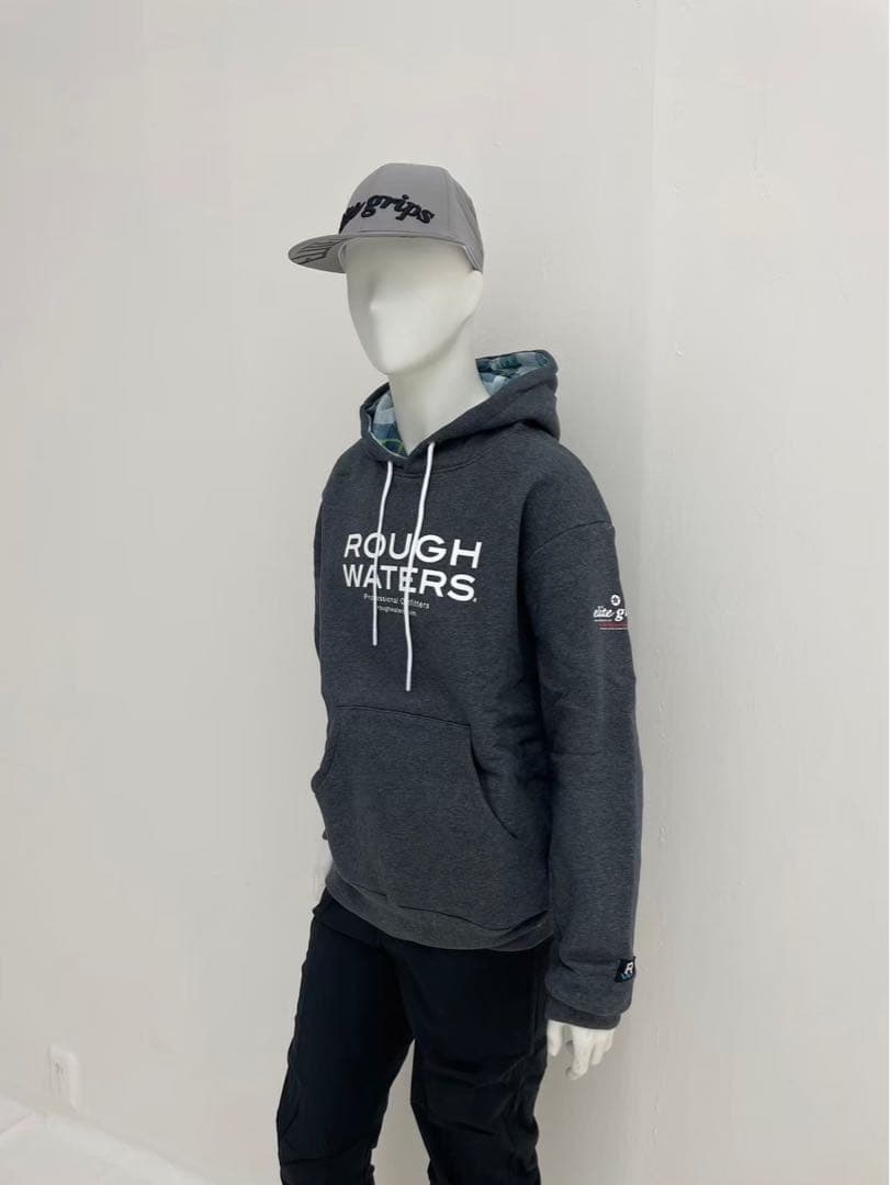 エリートグリップ　ROUGH WATERS ロゴ　パーカー グレー　LL