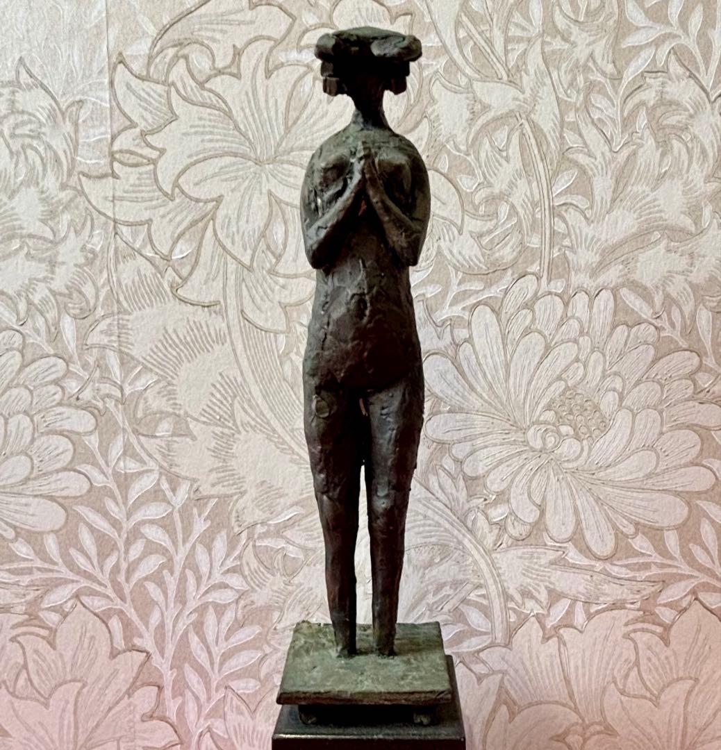 【ブロンズ彫刻★「黎」(台座付き)】 【高さ28.2cm、レア】