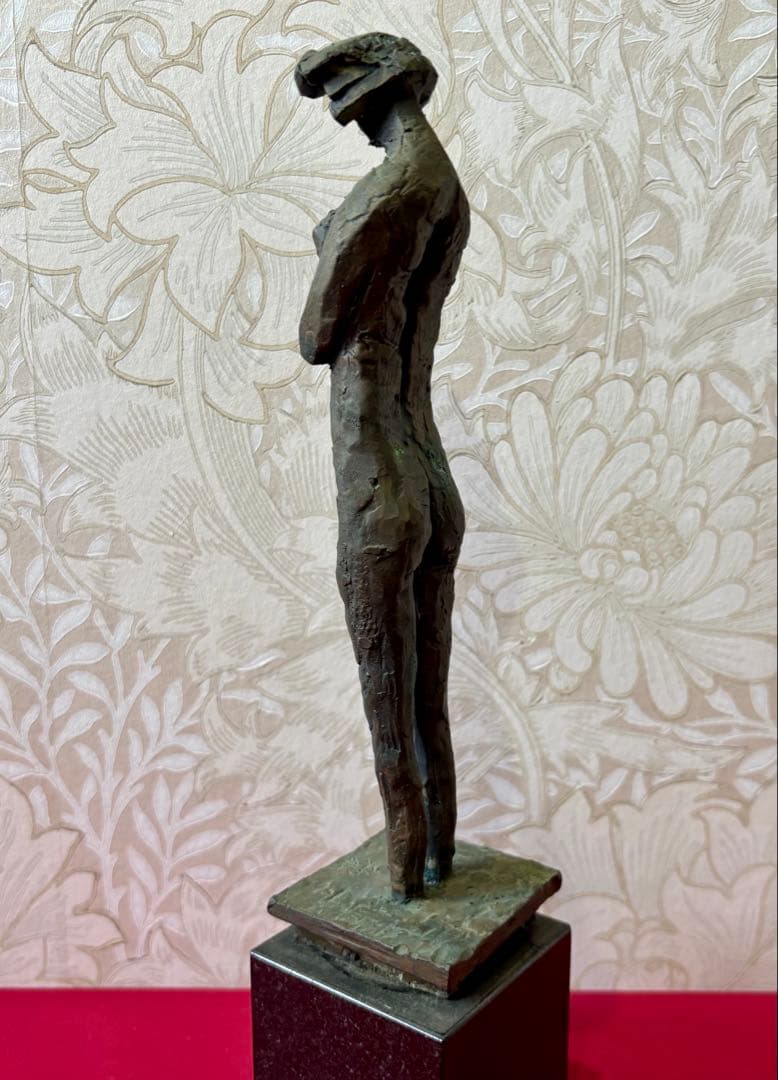 【ブロンズ彫刻★「黎」(台座付き)】 【高さ28.2cm、レア】