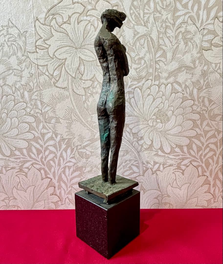 【ブロンズ彫刻★「黎」(台座付き)】 【高さ28.2cm、レア】