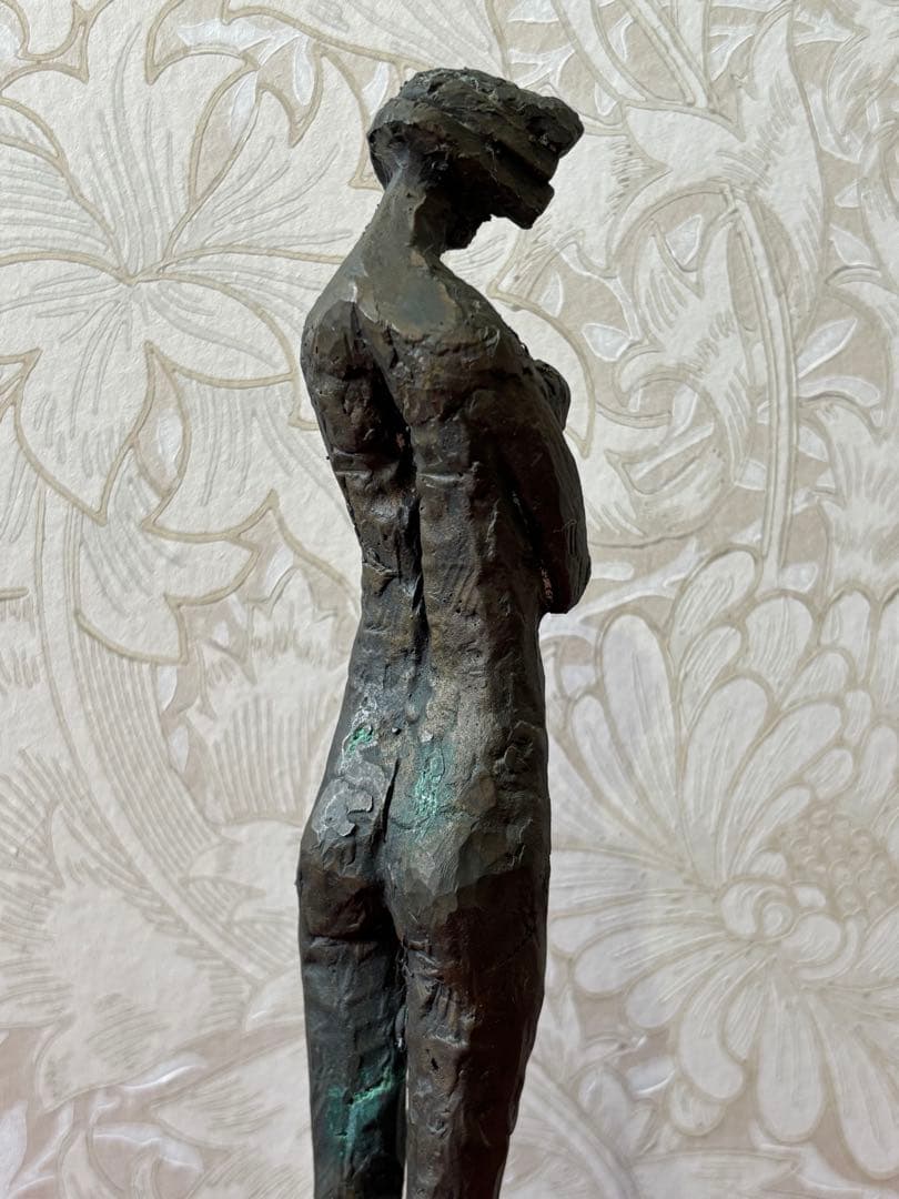 【ブロンズ彫刻★「黎」(台座付き)】 【高さ28.2cm、レア】