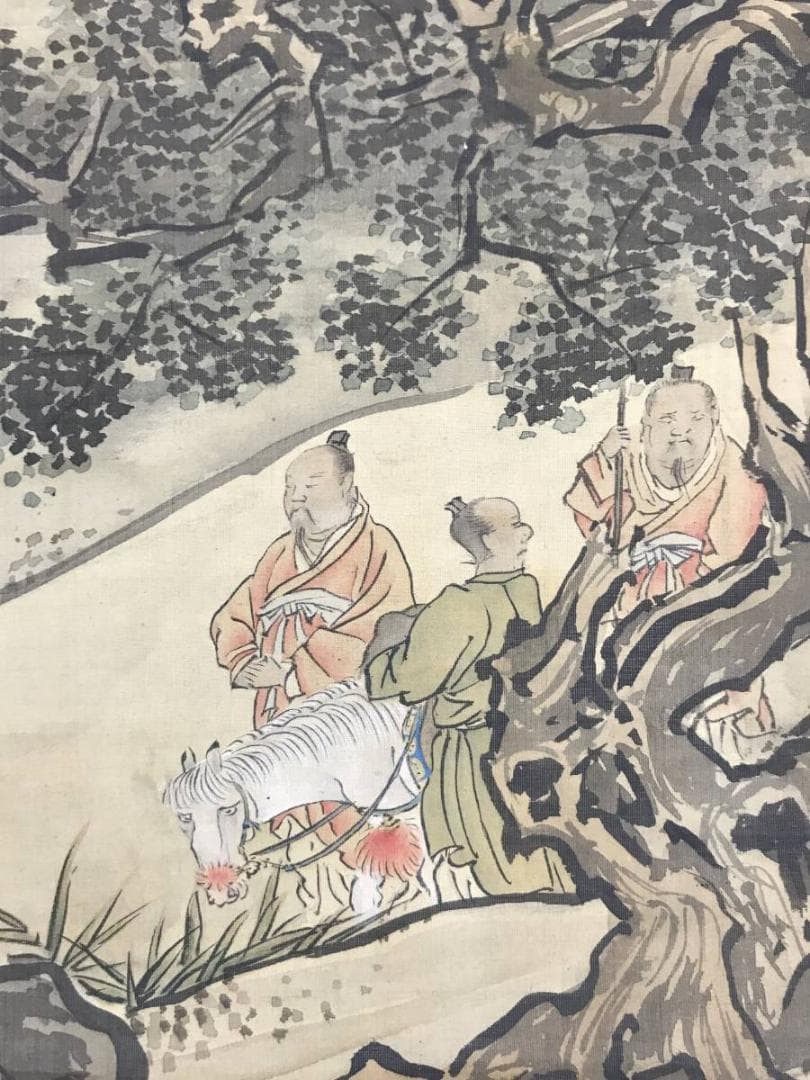 【模写】谷文晁/太公望図/山水図/人物図/横物/掛軸/名家伝来/AD-207