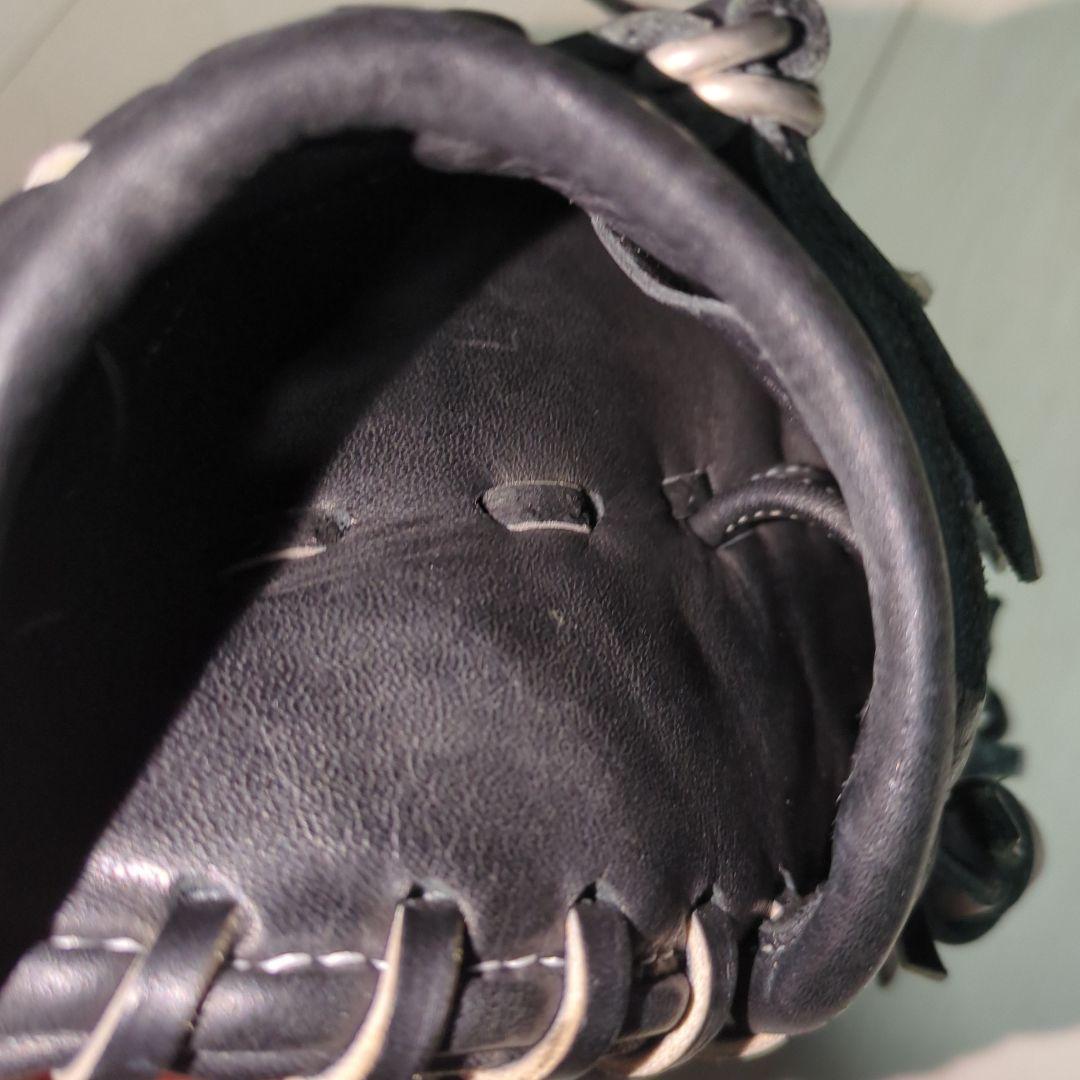 【美品】ミズノ 田中将大モデル 投手用グローブ 黒×ブルー 刺繍ロゴ 野球グラブ