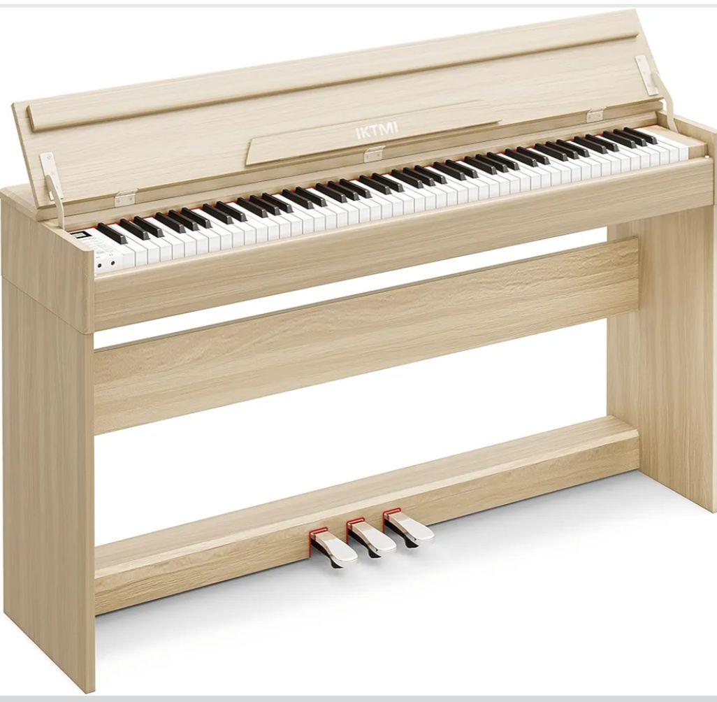 木製 電子ピアノ 88鍵盤 スタンド一体型 ペダル付き MIDI対応