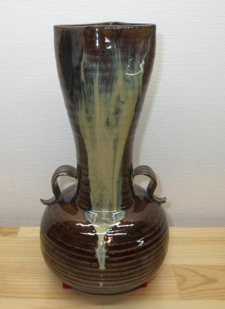 送料込【逢絢亭】茶道具 花入 高取焼 下蕪 笹耳 口四方 高取八仙 共箱入り