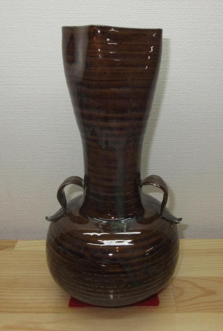 送料込【逢絢亭】茶道具 花入 高取焼 下蕪 笹耳 口四方 高取八仙 共箱入り