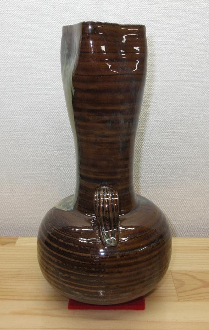 送料込【逢絢亭】茶道具 花入 高取焼 下蕪 笹耳 口四方 高取八仙 共箱入り