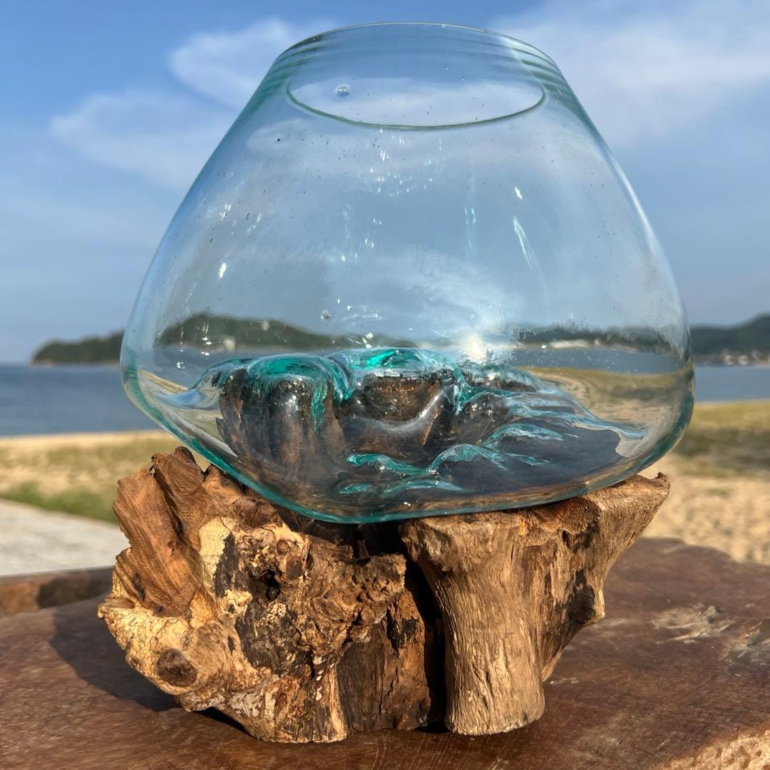 流木ガラスオブジェ特大F 花瓶 金魚鉢 テラリウム フラワーポット 水槽 アート