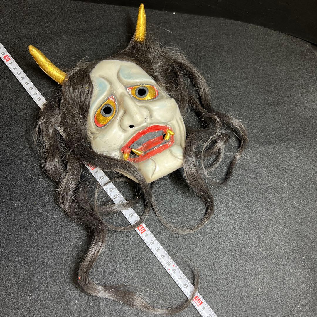 時代乾漆ハンニャ能面　木箱付　顔幅約12.3㎝　東Y8-0116☆2Fタサチ