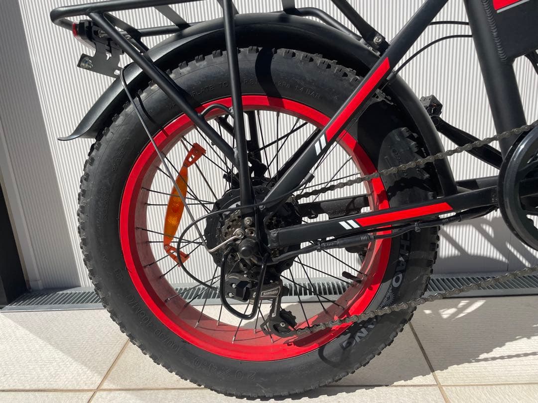 SUNPIE 電動アシスト自転車 折りたたみ式 電動自転車 走行少ない 黒/赤