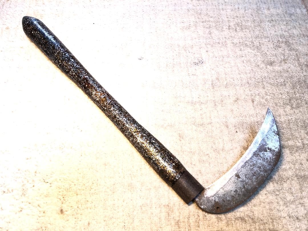 【 螺鈿括れ柄鎌 】　時代品