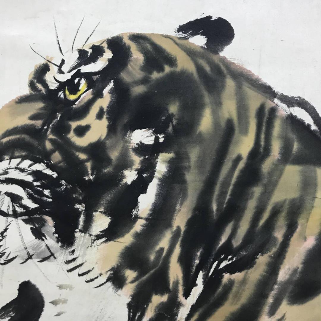 真作/堀江玉鳳/虎図/猛虎図/花鳥図/掛軸☆宝船☆AH-777