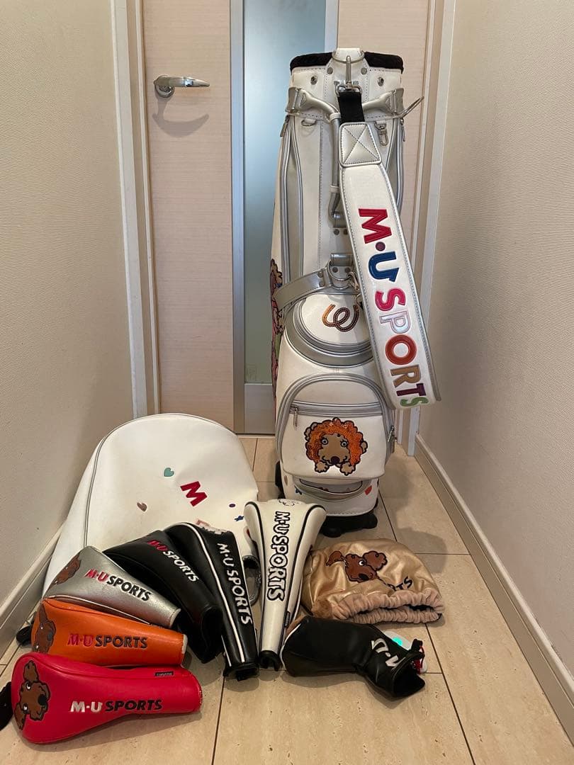 M.U.SPORTS キャディバッグ ホワイト　ヘッドカバー8点セット