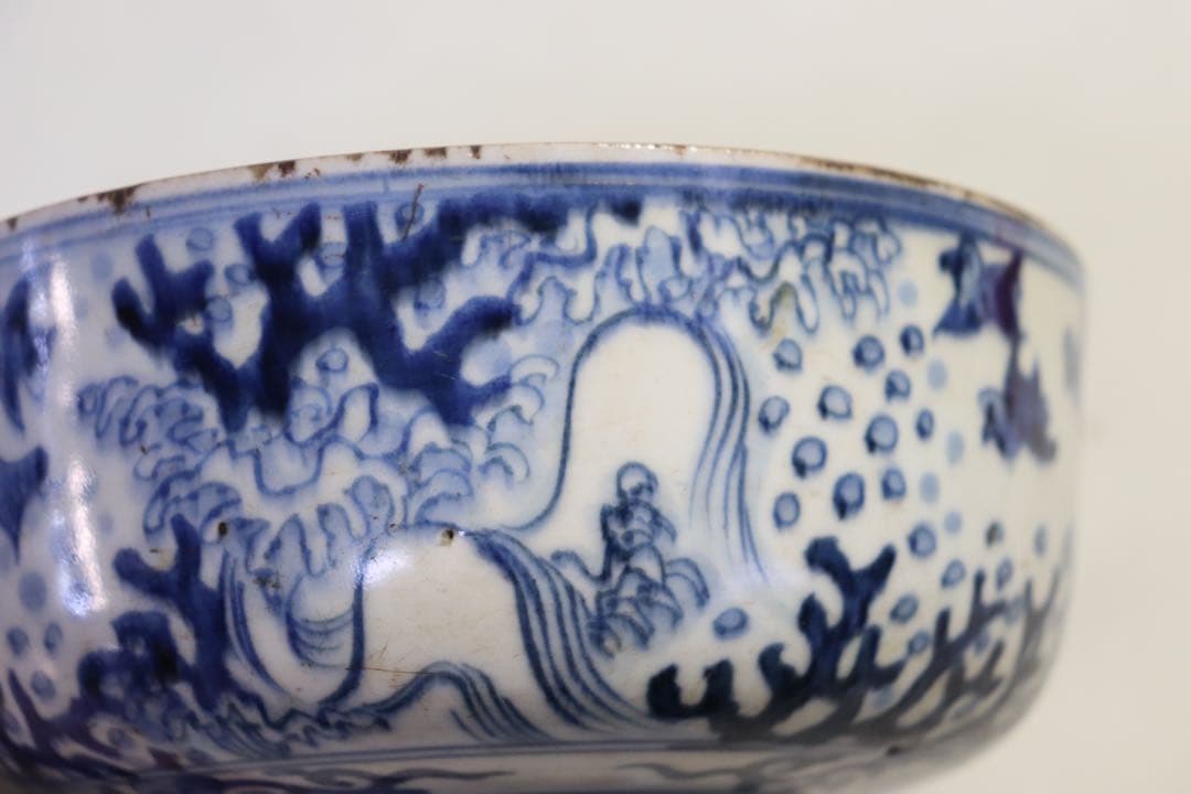 時代　染付　蓋物　菓子器　送料込み1108