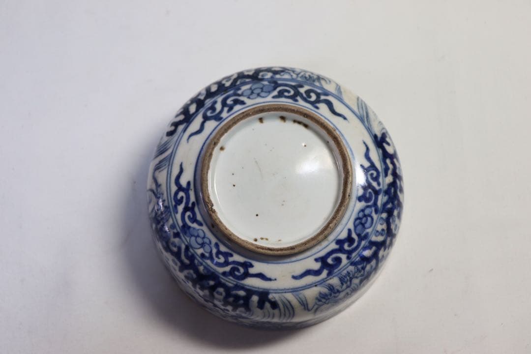 時代　染付　蓋物　菓子器　送料込み1108