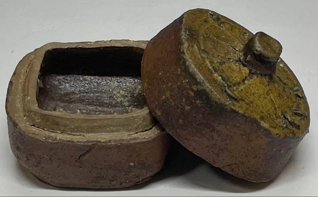 人間国宝　藤原啓　香合　備前焼　J44